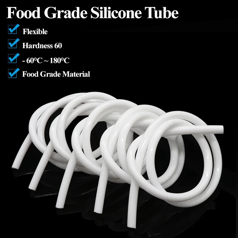 

1/5/10M White Food Grade Silicone Rubber Hose ID 0.5 1 2 3 4 5 6 7 8 9 10 12 14 16 18 20 25 mm Flexible Nontoxic Silicone Tube