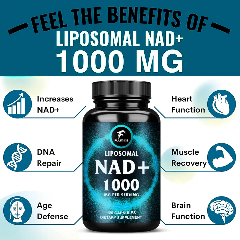 1000 mg Liposomal NAD+ Supplement, Enhanced Absorption, Boosting NAD+, Age Defense, Energy, Metabolic Repair