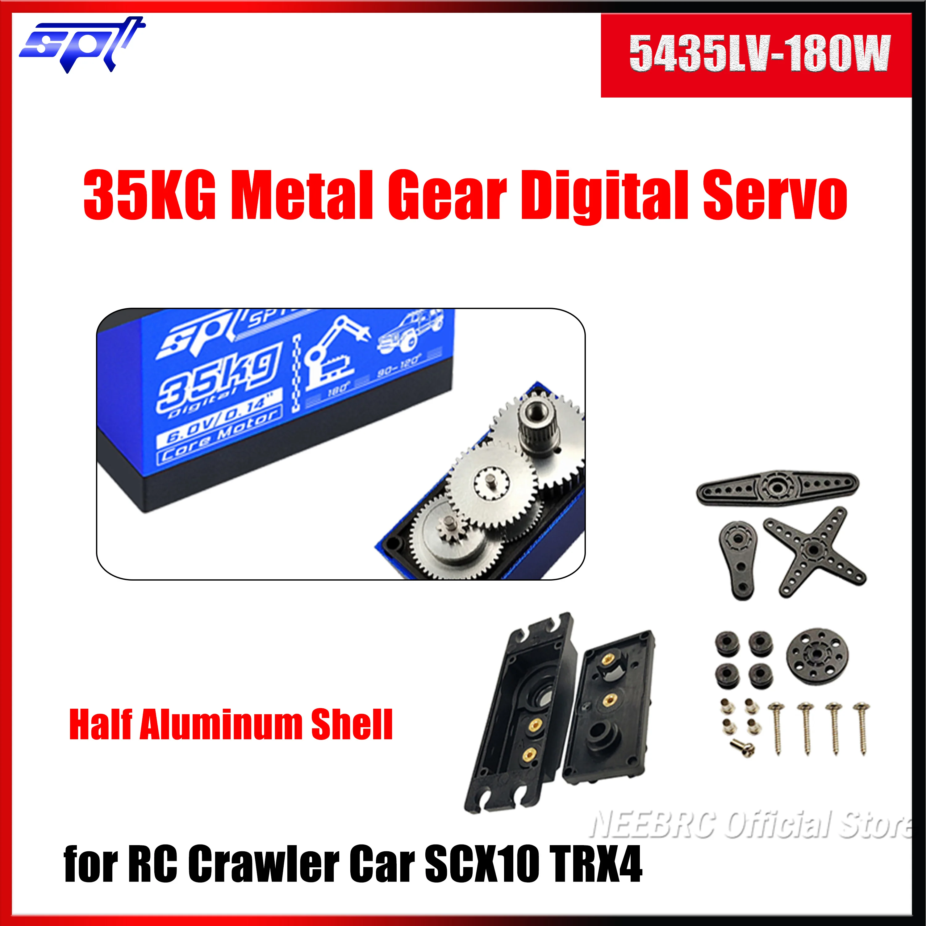 

SPT 5435LV-180 35KG Large Torque 180° Metal Gear Core Motor Digital Servo for RC Car Robot Arm SCX10 TRX4 Vehicle Accessories