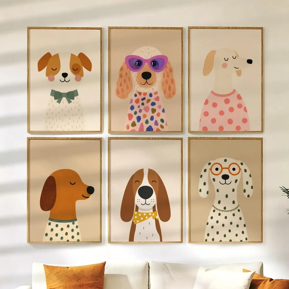 Minimalist Dog Aesthetics Poster Wall Stickers HD Painting Self Adhesive Art Decals for Bedroom Living Room Home Decor