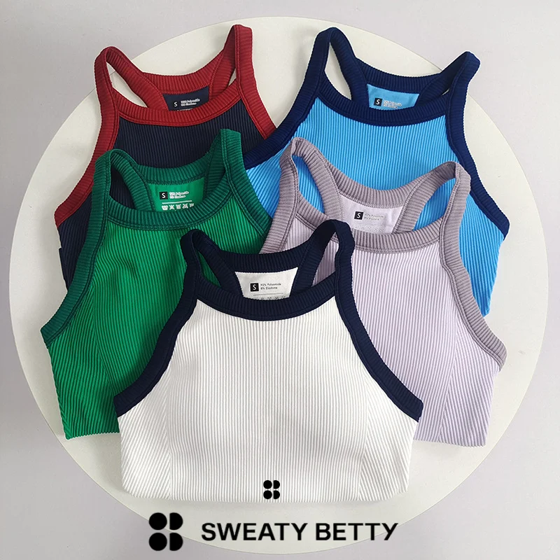

Summer 2025 Sweaty Betty women's popular contrasting sports bra, training and fitness yoga vest, seamless one-piece chest pad