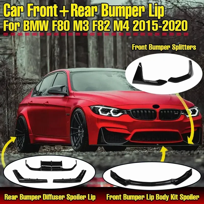 

Car Rear+Front Bumper Lip Spoiler For BMW F80 M3 F82 M4 2015-2020 Deflector Lips Diffuser Guard Car Accessories Exterior Part