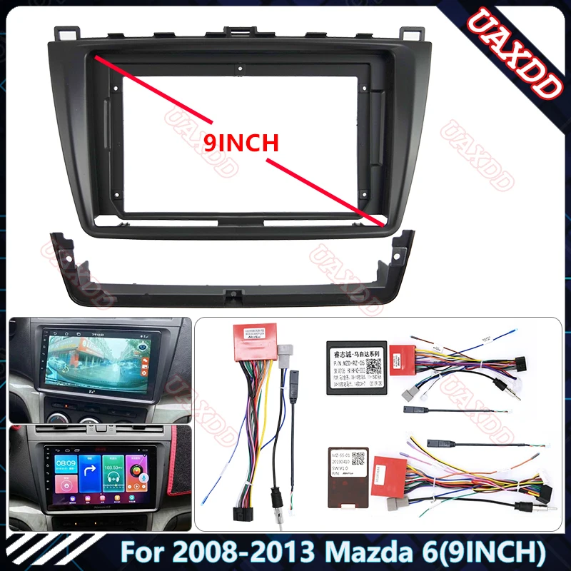 For 2008-2013 Mazda 6 9INCH Car Radio Android Stereo audio screen multimedia video player navigation cables Harness frame