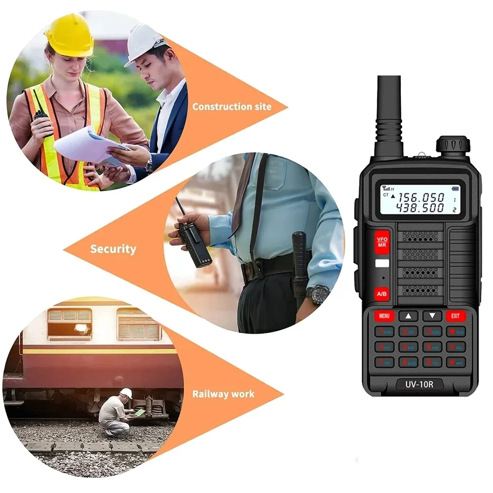 2 قطعة BaoFeng 2025 UV-10R 10 واط المحمولة عالية الطاقة لاسلكي تخاطب VHF UHF ثنائي النطاق اتجاهين CB هام راديو 65-108 ميجا هرتز راديو FM 128CH