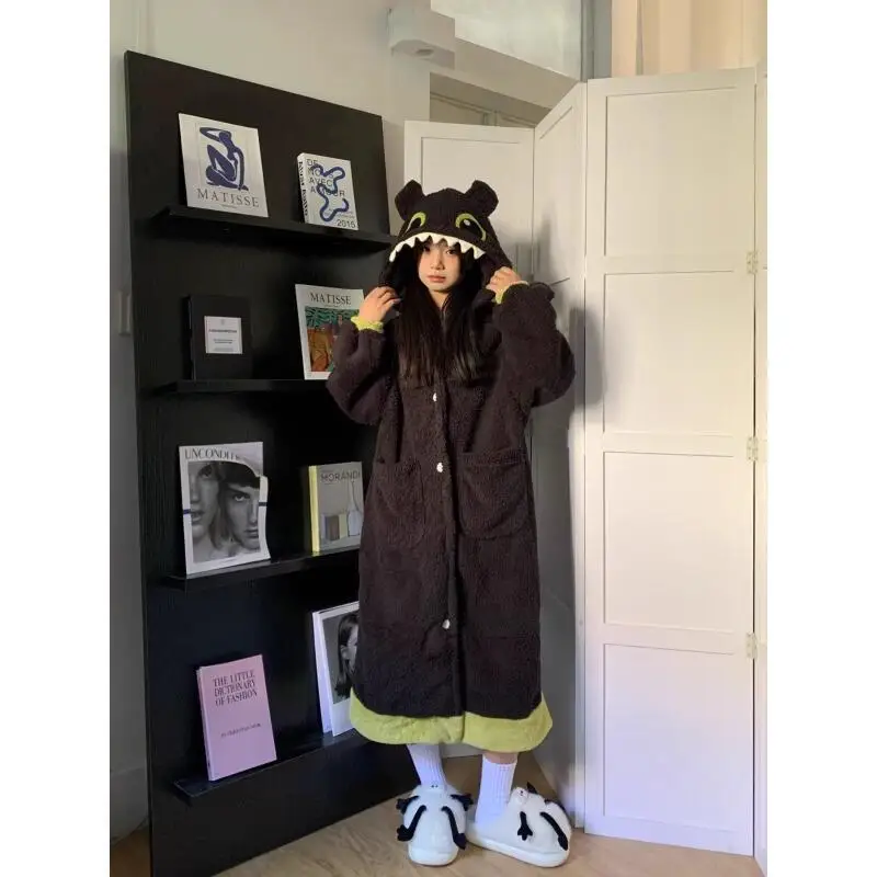 الكبار Kigurumi بلا أسنان التنين نيسيي منامة تأثيري حلي الجلباب أنيمي ثوب النوم هالوين الكرتون ملابس خاصة النعال