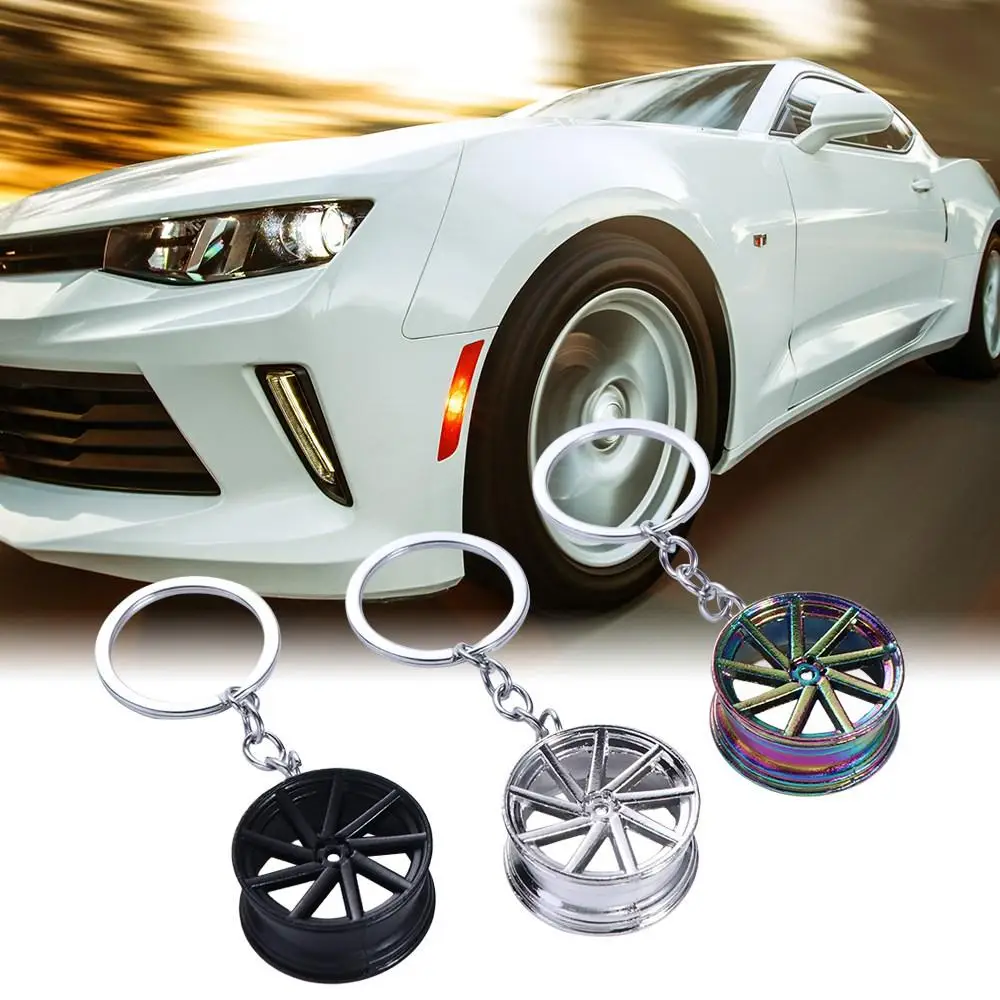 

Personality Alloy Car Wheel Keychain Wheel Hub INS Tire Rim Key Holder Keyring Mini Bag Charms