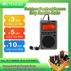 RETEKESS TR110 Radio Portable Digital Radio Shortwave Radio FM/SW/MW/SSB/Air Multi Band Rechargeable Battery Sleep Timer Outdoor