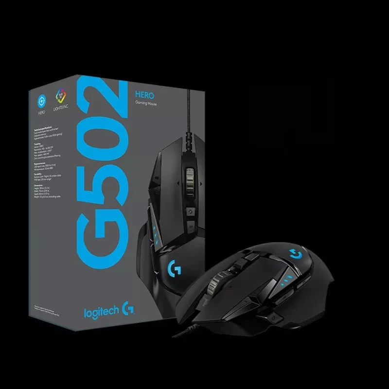 Logitech G502 HERO High Performance Wired Gaming Mouse HERO 25K Sensor 25,600 DPI RGB Adjustable Weights 11 Buttons PC/Mac Mouse
