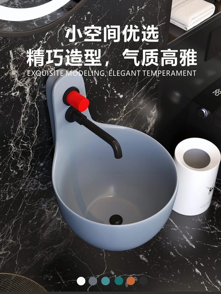 

Wall-Mounted Washbasin Ceramic Basin Integrated Small Apartment Wall-Mounted Sink Bathroom Hanging Pool