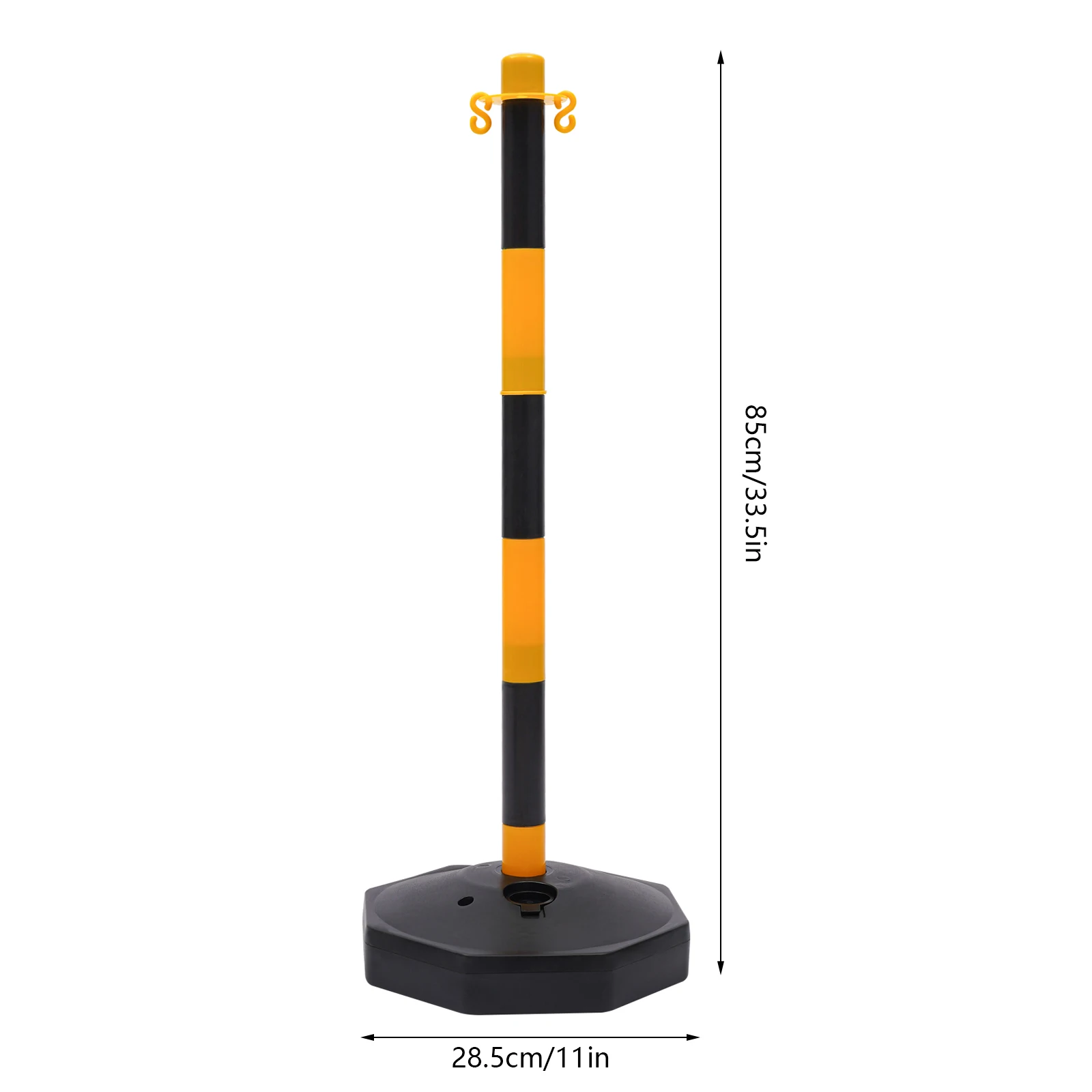 Safety Bollard Set - 6 PE Posts+6 Fillable Bases+5x6.56ft Chains, Adjustable Height, Windproof for Parking Lot/Construction