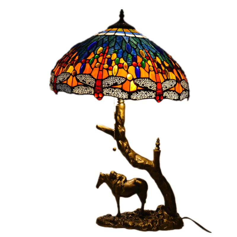 

Tiffany glass desk lamp, European style living room study decorative lamp