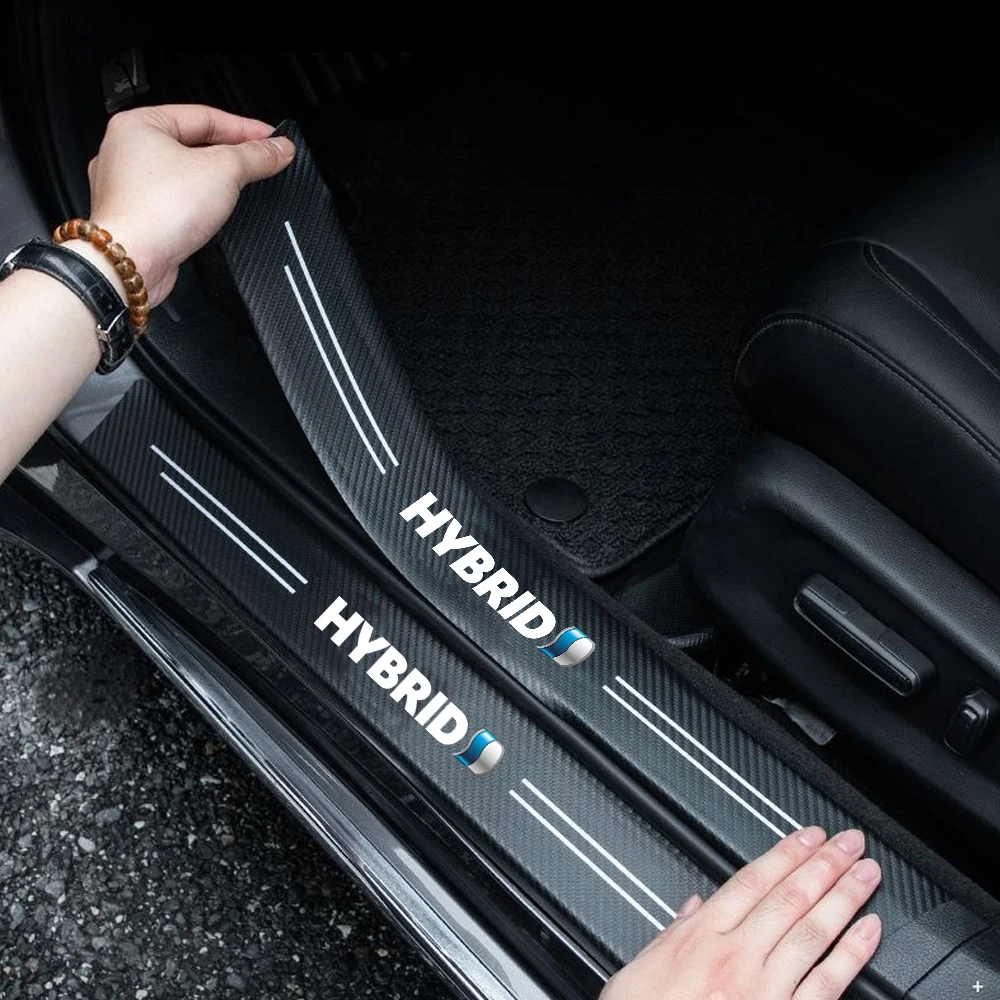 Car Stickers Door Sill Strips Pedals Carbon Fiber Protection Strips for HYBRID Toyota RAV 4 Prado Camry Corolla Yaris