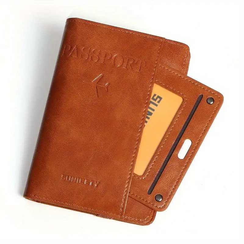 1PC Lightweight Passport Wallet RFID Blocking Multiple Compartments Travel Documents view 2
