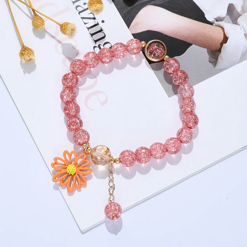 Flower bead bracelet ins small fresh forest series daisy exploding crystal bracelet