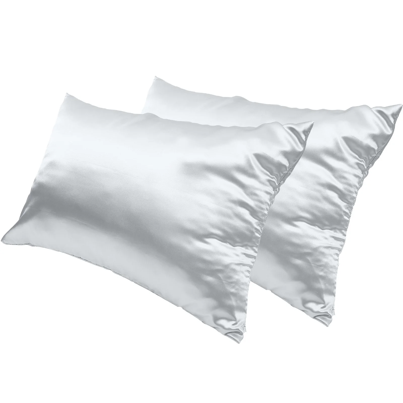 

2Pcs Ice Silk Pillowcases Polyester -Friendly Zipper Pillow Cover Replacement for Bedroom Home Use Pillow Cover