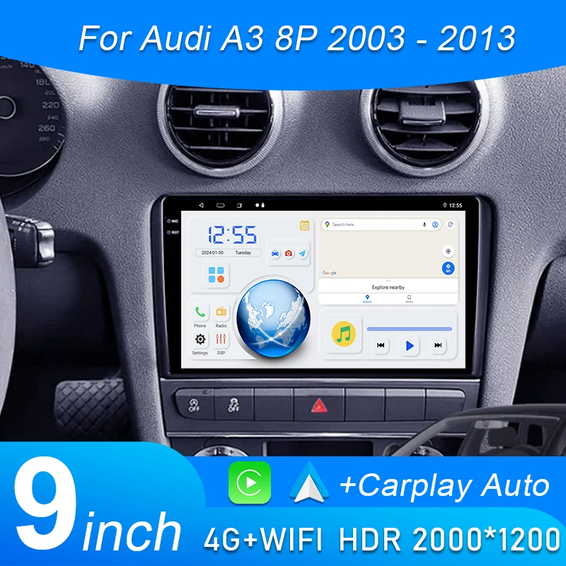 

Android 15 Car Radio For Audi A3 8P 2003-2013 2din Multimedia Player GPS Navigation Audio Stereo Carplay no 2 din 360 2 din 4G