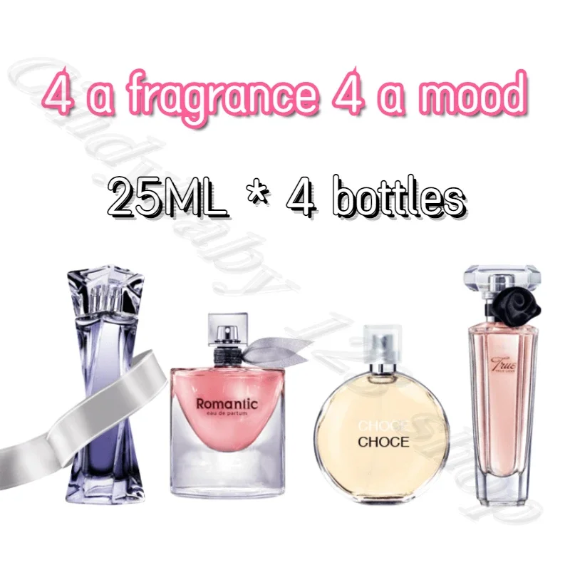 Caja de regalo de perfume de larga duración para mujer, caja de regalo con fragancia de flores y frutas, Perfume de 25 ml * 4 botellas de cajas de regalo