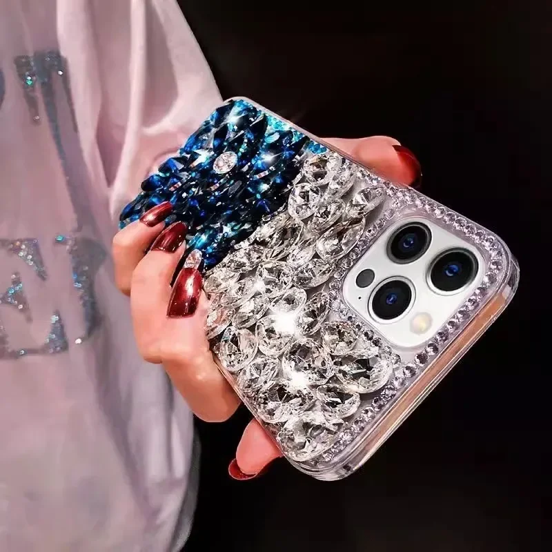 Luxury Gemstone Bling Rhinestone Diamond Phone Case for Iphone 15Pro 14Plus 13 Pro 12 Mini 11Pro MAX XSMAX XR 7 8PLUS Cover