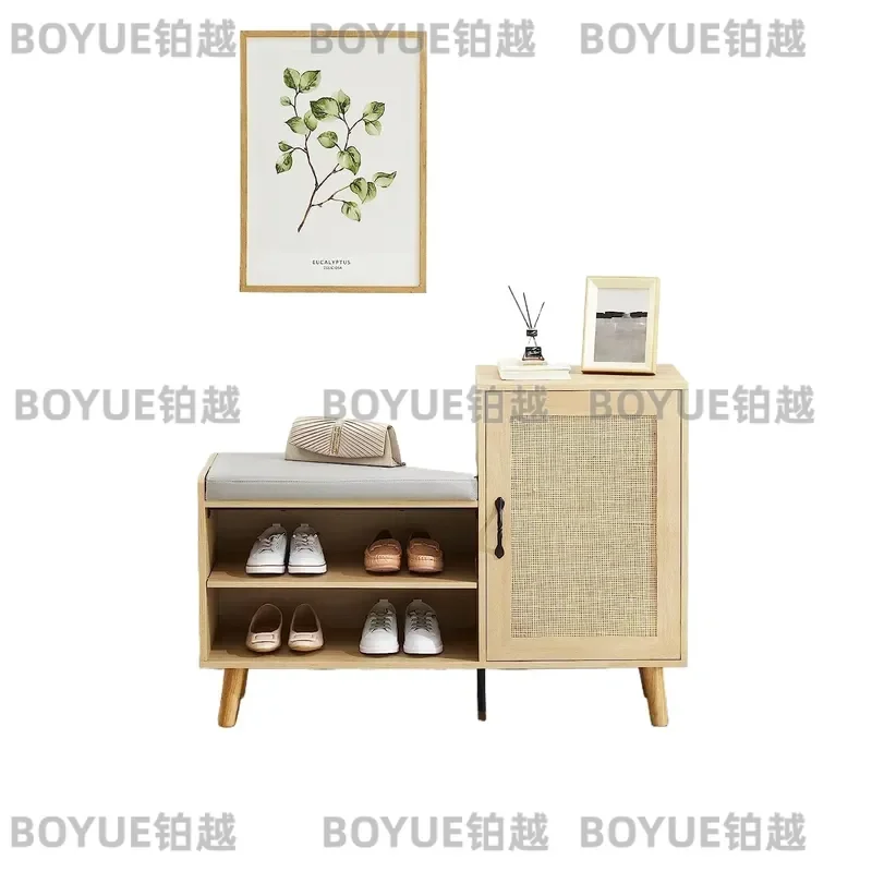 Woven Rattan Shoe Cabinet Multi Layer Dustproof Storage Rack Simple Entryway Organizer for Home Economical Space Saving