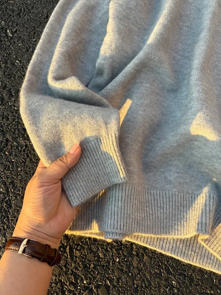 

Men's Knitted Sweater White ey Inner Wear American Retro Sle Heavy Weight Long Sve Casual Faion Ci Life Autumn Winter