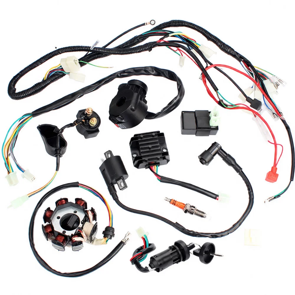 Electric Starting Wiring Harness Kit For 150cc 200cc 250cc QUAD ATV Go Kart Buggy Ignition System Controller Repair Parts