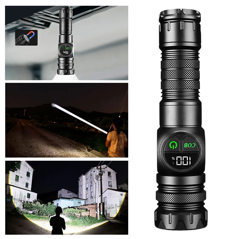 

Перезаряжаемый фонарик Cobs, светодиодный фонарик, магнитный светодиодный фонарик, зарядное устройство для телефона, водонепроницаемые маленькие светодиодные фонари с масштабированием