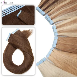 S-noilite 20 pçs fita em extensões de cabelo humano 2.5g mega cabelo em linha reta cabelo natural sem costura invisível dupla face trama da pele