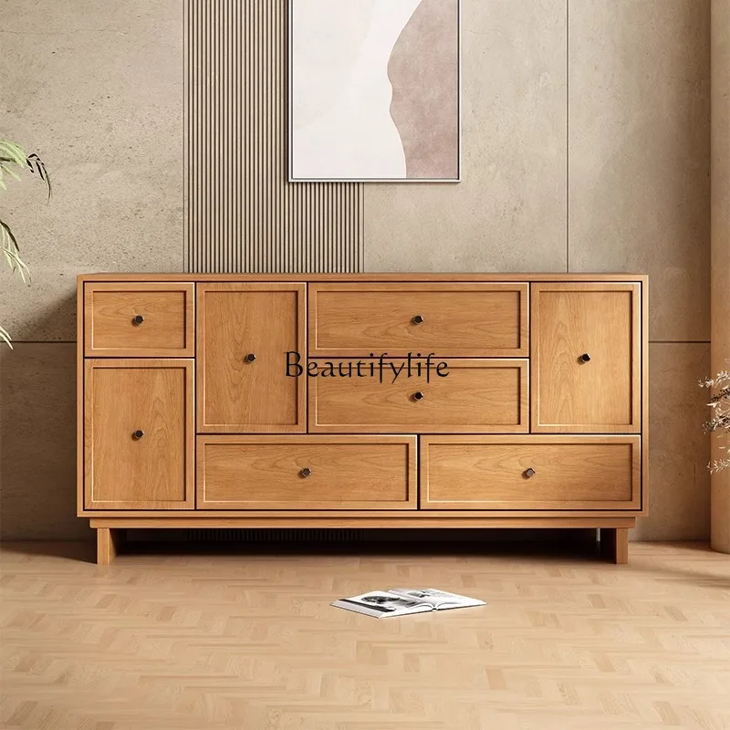 

*Medieval retro solid wood living room porch decoration dining side wall storage drawer cabinet