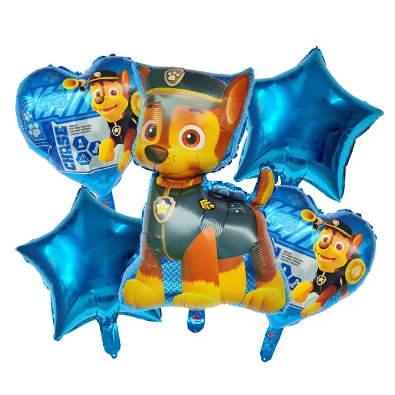 5pcs Paw Patrol Aluminum Foil Balloon Cartoon Ryder Chase Marshall Skye Zuma Birthday Party Decoration Design Children's Toy