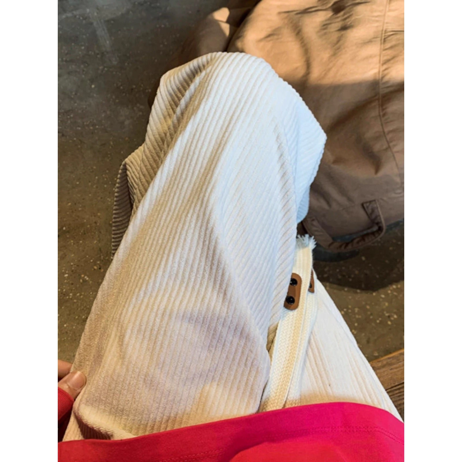 Pantalon en velours côtelé pour hommes, doublure Fce, ample, décontracté, jambe droite, Hong Kong Sle, confortable, en Fiber de Polyester, automne et hiver