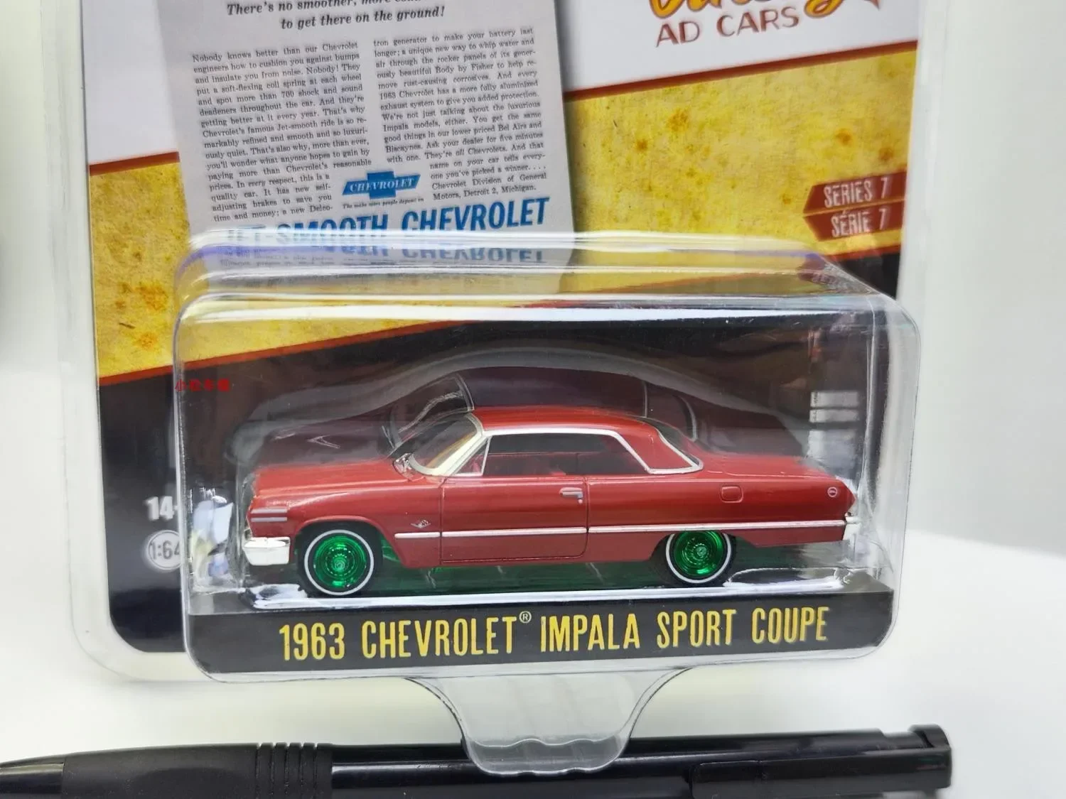 1:64 Ретро рекламный автомобиль серии 7-1963 Chevrolet Impala Sports Car Green Edition Коллекция моделей автомобилей