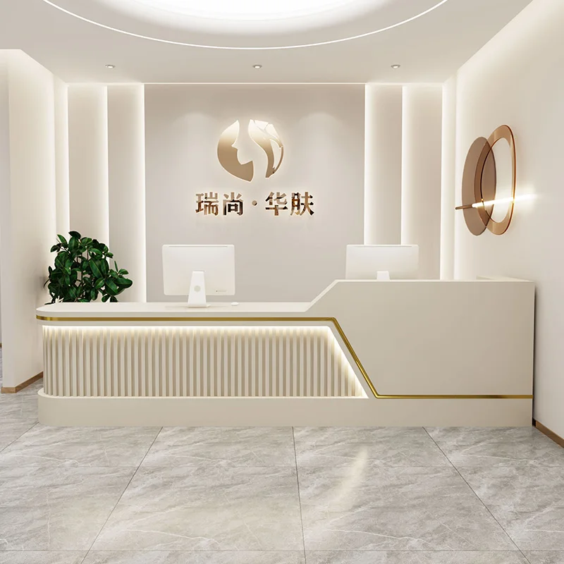 Luxury Counter Reception Desks Console Service Hospital Cash Register Table Luxury Recepcion Mostrador Beauty Salon Furniture