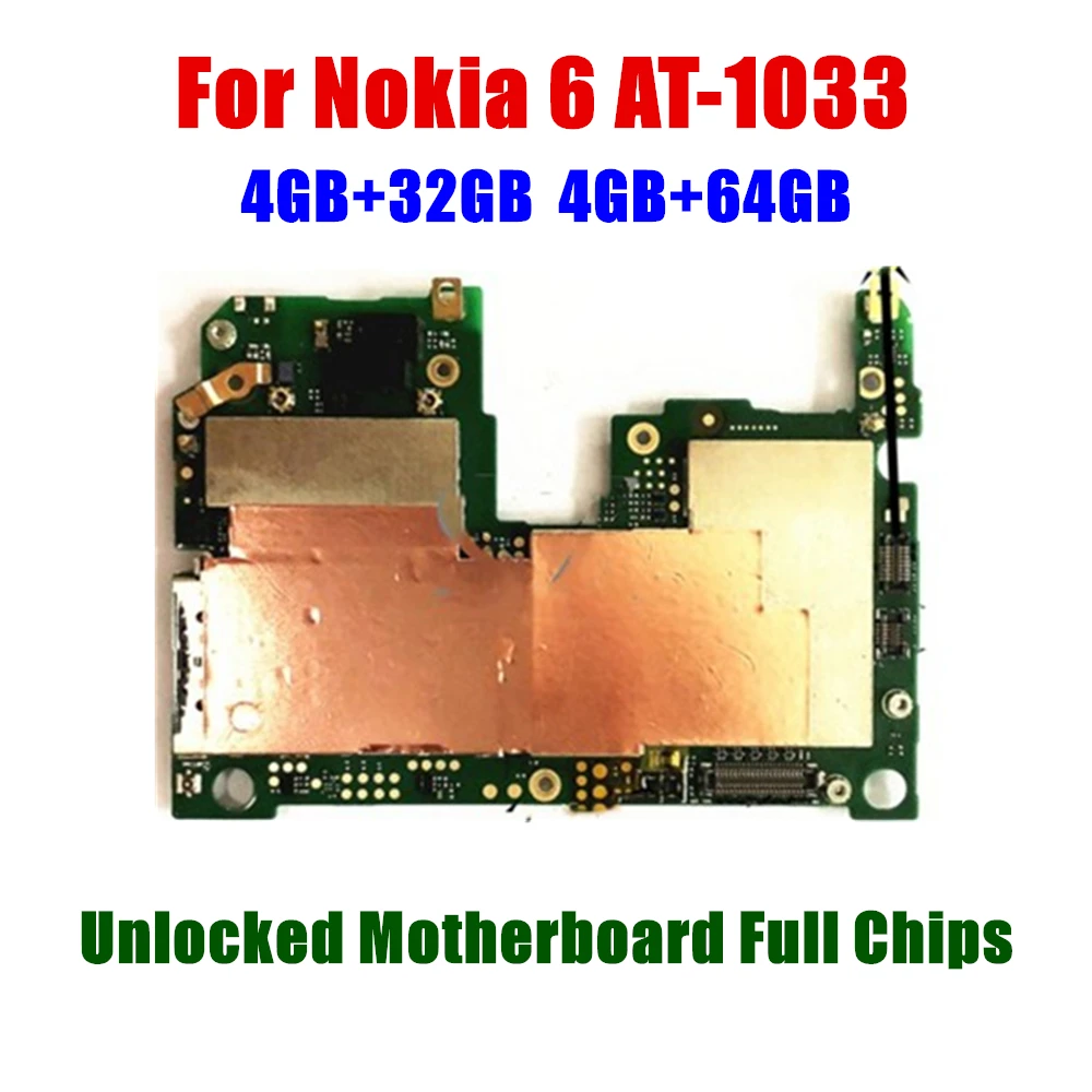 Unlocked Mobile Electronic panel mainboard Motherboard Circuits With Firmware For Nokia 6 AT-1033 32GB 64GB