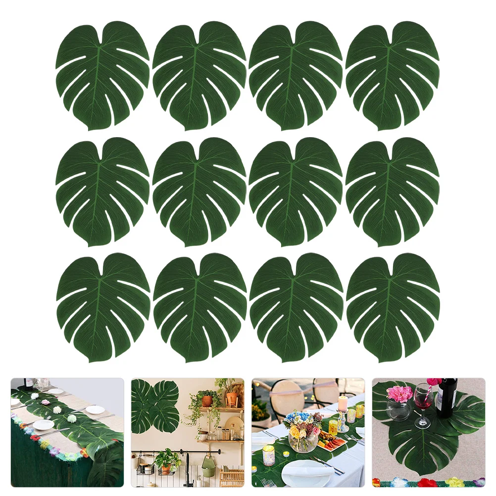 

12Pcs Fake Monstera Leaves Artificial Tropical Leaf Decoration for Home Party Photo Props Wedding Stage Faux Leaf Ornament