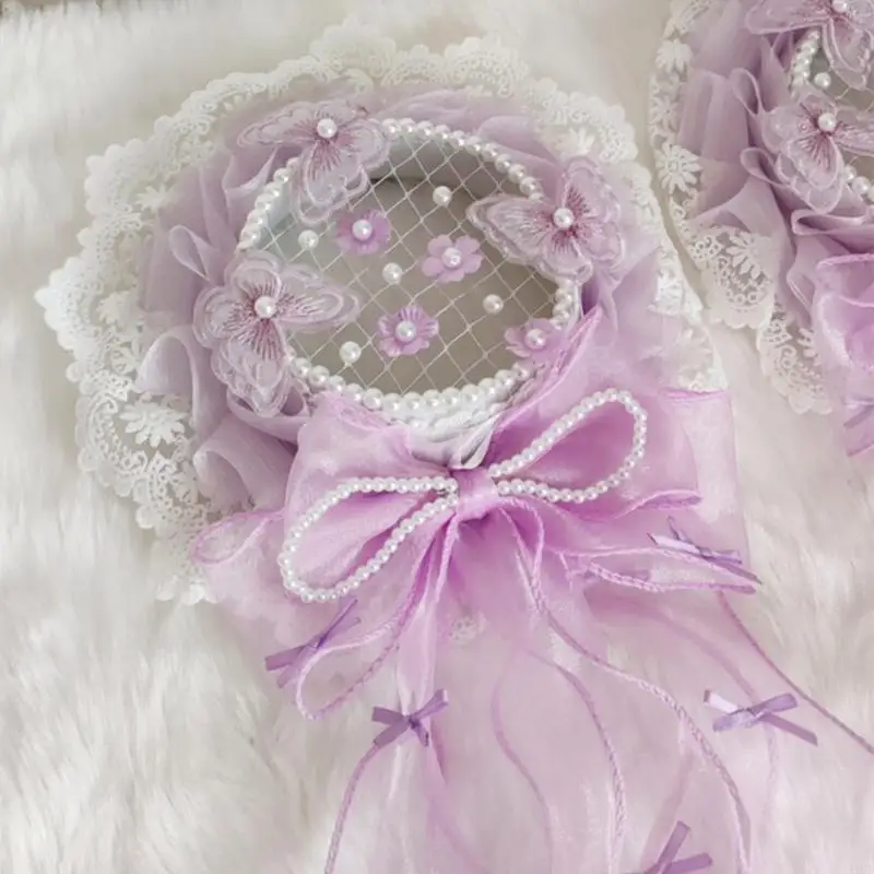 49mf platte top hoed ruches kanten haarclip cosplay hoofddeksel elegante hoed haarspeld koninklijke stijl anime