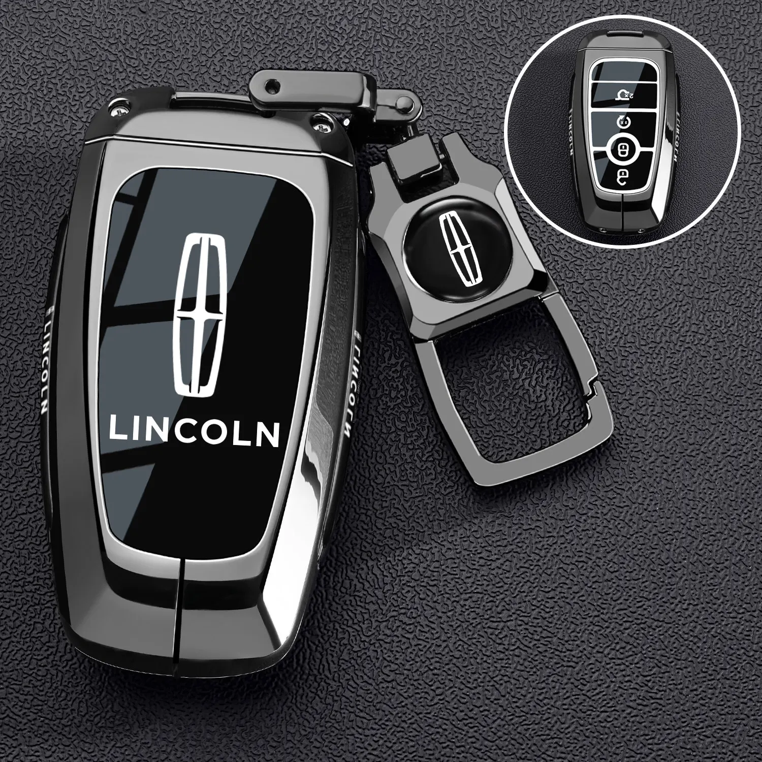 Zinc Alloy Car Key Case Cover Shell Holder for Lincoln Nautilus / Z / Corsair Protector Keychain Accessories