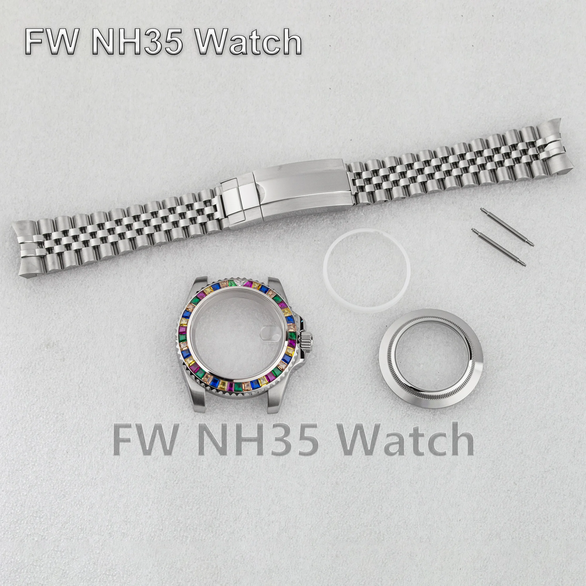 40 mm Uhrengehäuse, Jubilee-Armband, Saphirglas, wasserdichtes Diamantgehäuse, Edelstahl-Uhrenarmband für Mod SUB GMT NH35/36 Uhrwerk