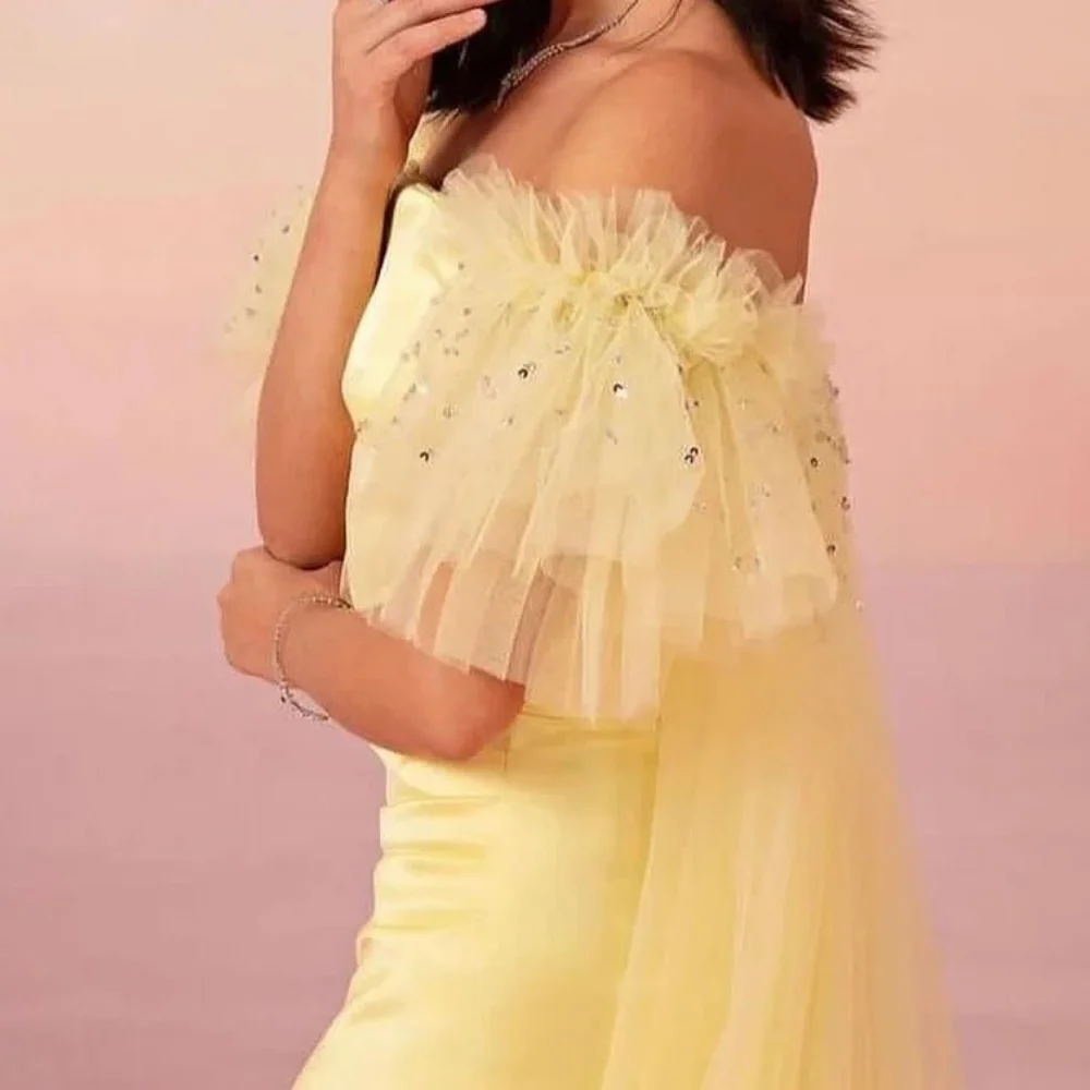 

Женское элегантное и красивое роскошное платье Muloong с открытыми плечами и шлейфом для выпускного вечера