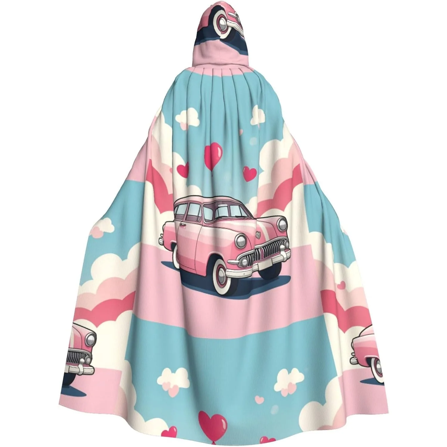 

Retro Cartoon Carprint Party Decoration Cape Halloween Hooded Cloak