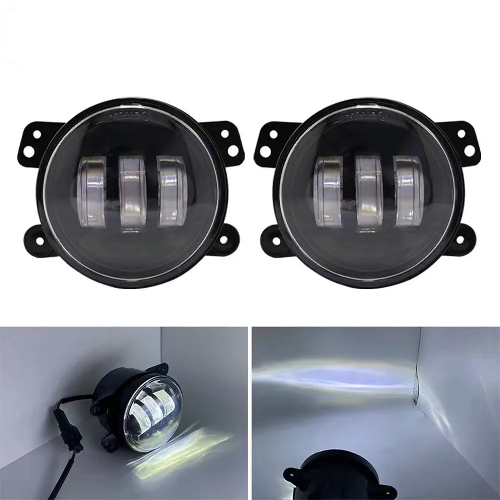 

Pop Pop 2x 30W Chip Led 4 Inch White Round Fog Lights Lens Projector 4'' Fog Lamp For Offroad Jeep Wrangler Dodge Chrysler