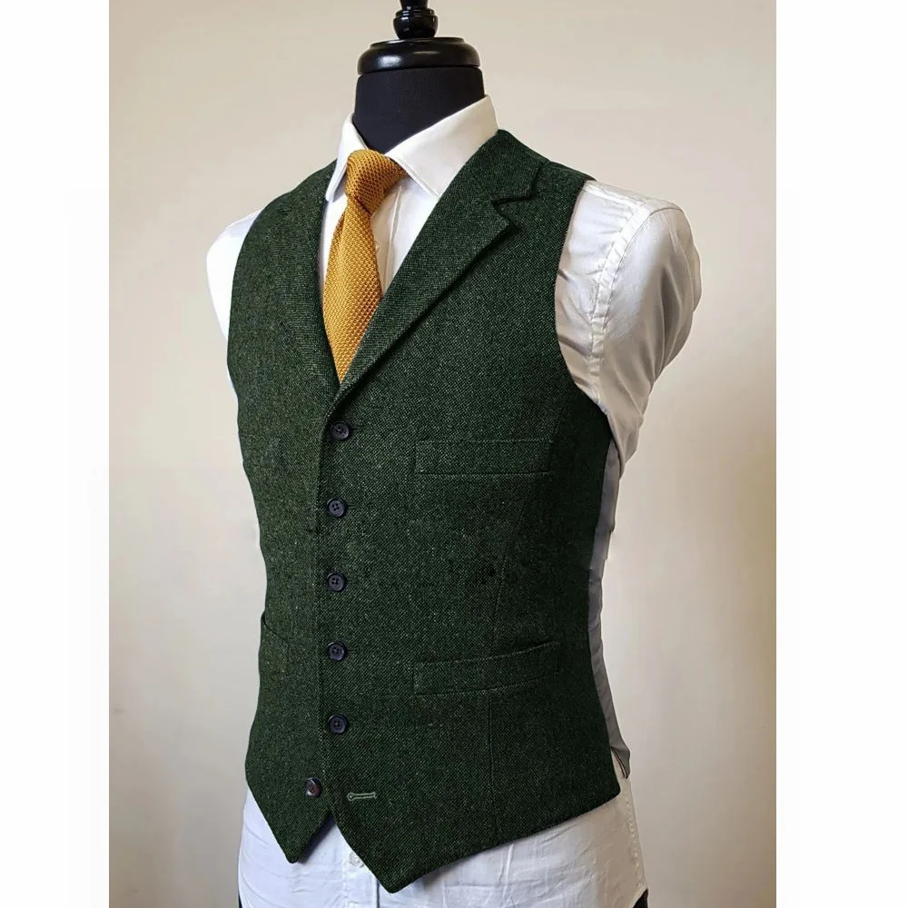 New Men's Vest Formal Man Vests for Men Business Casual Single Breasted Sleeveless Vest Herringbone Male Summer Gilet Waistcoat