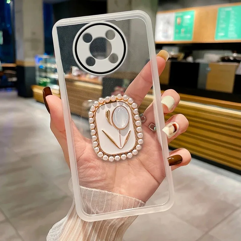 Funda transparente para Infinix Zero 30 5G GT 10 20 Pro Smart 8 7 Hot 40i Note 30i 40 30 Pro Pearl Flower Stand, Bump Cover