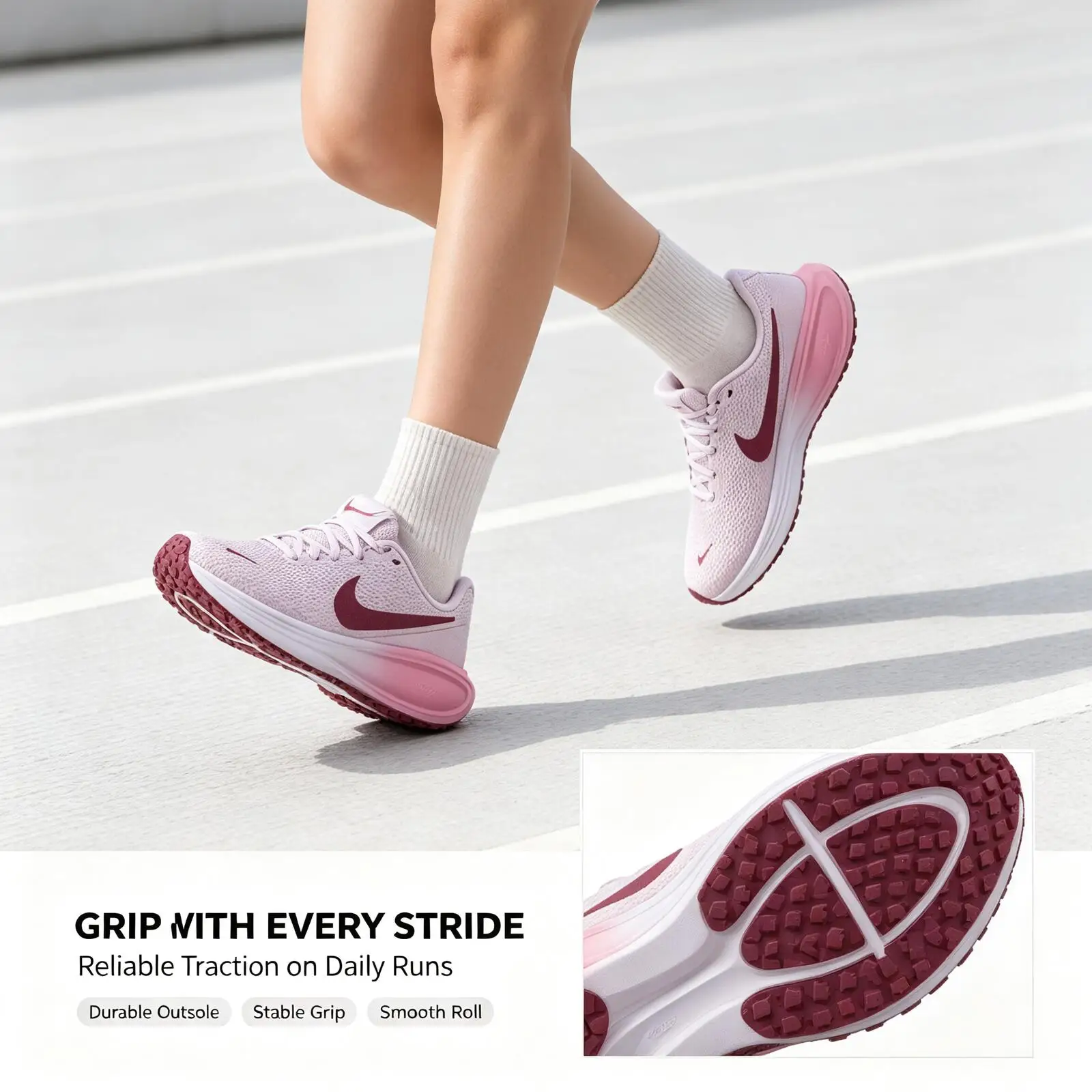 Nike Women Pink Running Shoes Lightweight Breathable Mesh Sneakers Soft Cushioning Non-Slip Athletic Casual Shoes