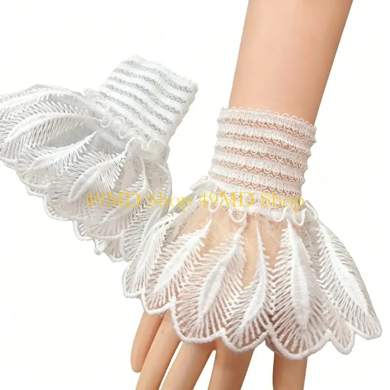 49MD Stylish Sheer Lace False Sleeve Soft Stretchy Fit Wrist Cuffs Perfect For Prom Event Or Casual Outfits