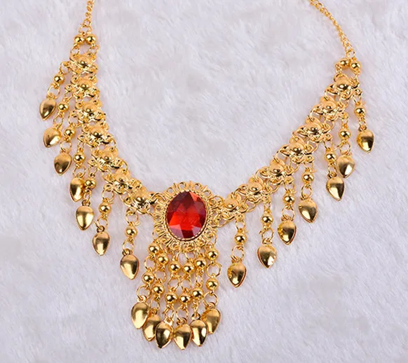 MANGOSKY Belly Dance Necklace Chain India dance Necklace accessories dance performance of high-quality stone jewelry