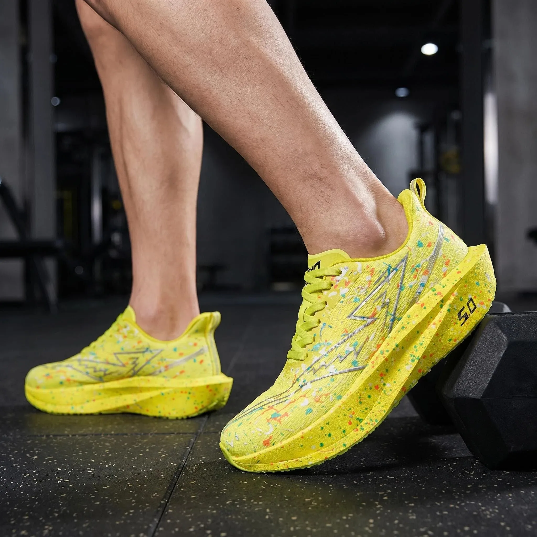 Yoga Starlight Speed Running Shoes with Full-Plate Carbon Flashing, High Elasticity, Cushioning, Night Running Exclusive, Anti-S