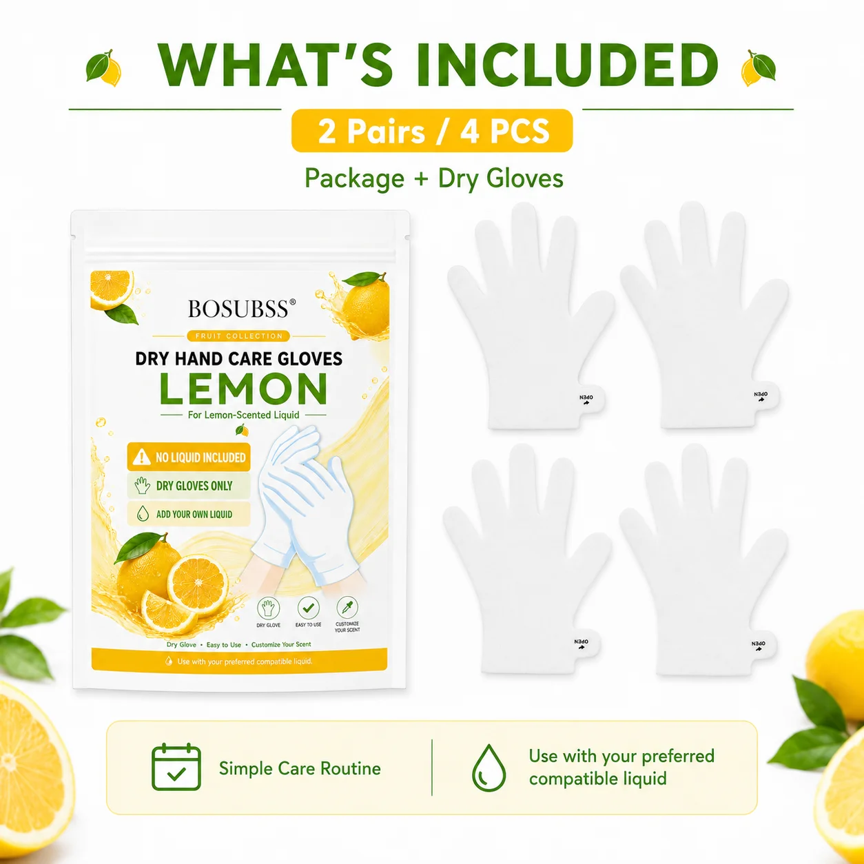 2 Pairs/4PCS Dry Hand Care Gloves, Soft Wearable Hand Mask Gloves, No Liquid Included, Add Your Own Compatible Hand Care Liquid