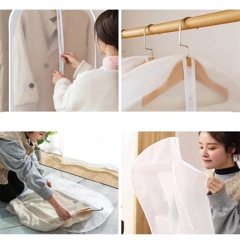 Clothes Hanging Dust Cover Plastic Garment Bags with Zipper for Closet Clothes Storage Storage Bag Pouch Case Organizer