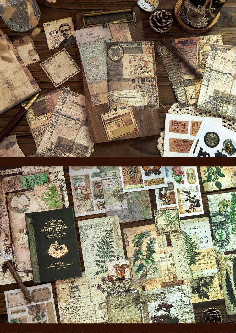 Journal GO 65-teiliges Set Retro Journaling Geschenkbox, Komplettes Vintage Scrapbook-Kit mit Papier & Aufklebern für Planer, Junk Journals – Detail 19