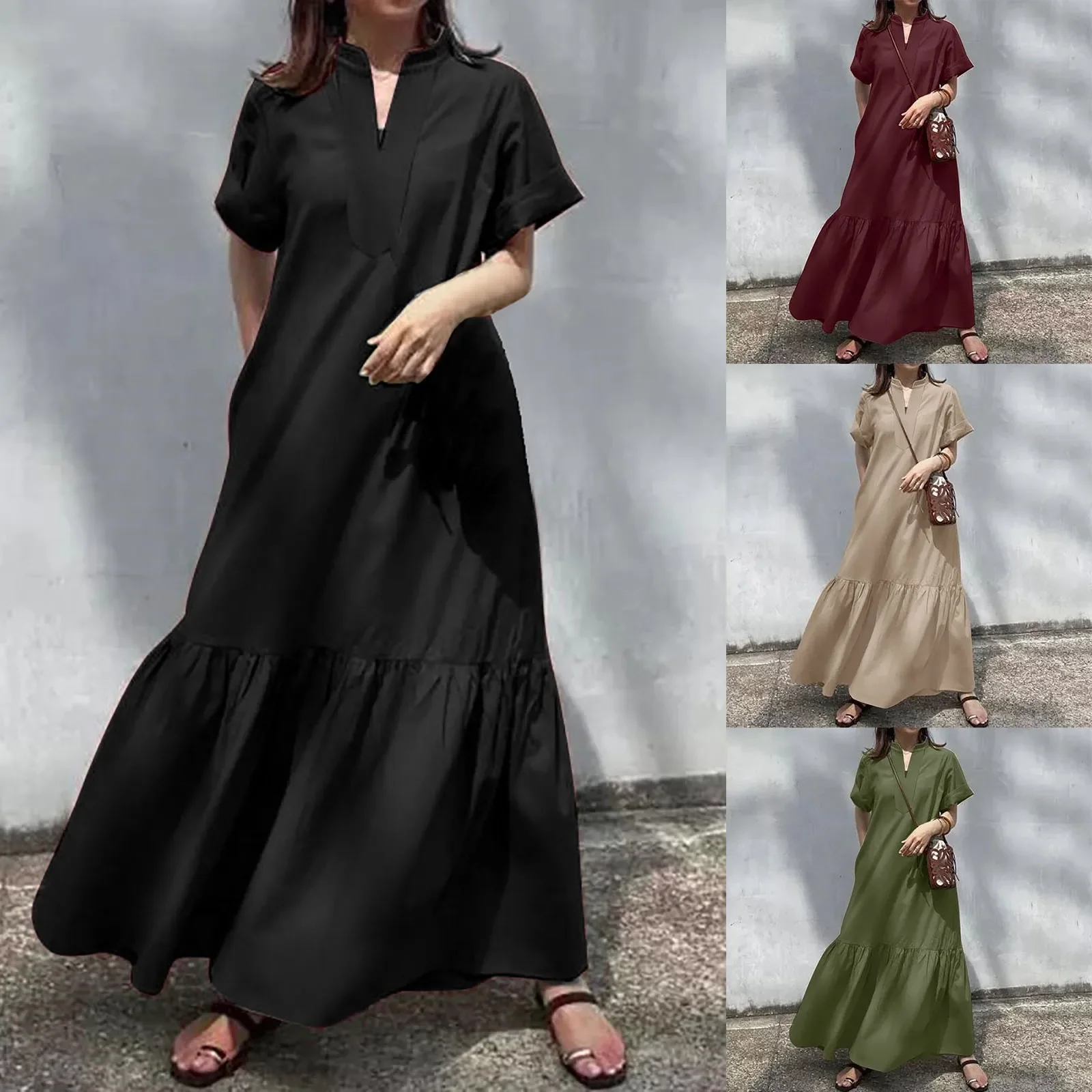 Dresses for Women Bohemian Style Blouse Long Skirt for Women Casual V Bohemia Vintage Dress Fashion Casual Elegant Holiday Dress